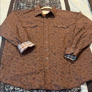 PANHANDLE ROUGH STOCK Men's Brown Casual Button Down Shirt